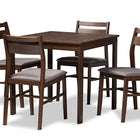 Baxton Studio Lovy Modern and Contemporary Gray Fabric Upholstered Dark Walnut-Finished 5-Piece Wood Dining Set