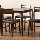 Baxton Studio Lovy Modern and Contemporary Gray Fabric Upholstered Dark Walnut-Finished 5-Piece Wood Dining Set