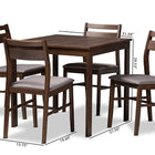 Baxton Studio Lovy Modern and Contemporary Gray Fabric Upholstered Dark Walnut-Finished 5-Piece Wood Dining Set