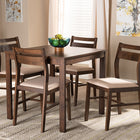 Baxton Studio Lovy Modern and Contemporary Beige Fabric Upholstered Dark Walnut-Finished 5-Piece Wood Dining Set
