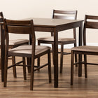 Baxton Studio Lovy Modern and Contemporary Beige Fabric Upholstered Dark Walnut-Finished 5-Piece Wood Dining Set