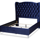 Baxton Studio Hanne Glam and Luxe Purple Blue Velvet Fabric Upholstered Queen Size Wingback Bed