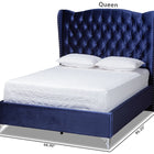 Baxton Studio Hanne Glam and Luxe Purple Blue Velvet Fabric Upholstered Queen Size Wingback Bed