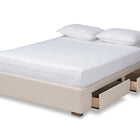 Baxton Studio Leni Modern and Contemporary Beige Fabric Upholstered 4-Drawer King Size Platform Storage Bed Frame