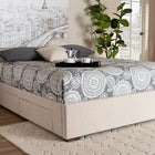 Baxton Studio Leni Modern and Contemporary Beige Fabric Upholstered 4-Drawer King Size Platform Storage Bed Frame