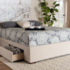 Baxton Studio Leni Modern and Contemporary Beige Fabric Upholstered 4-Drawer King Size Platform Storage Bed Frame
