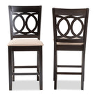 Baxton Studio Lenoir Modern and Contemporary Sand Fabric Upholstered Espresso Brown Finished Wood 2-Piece Counter Height Pub Chair Set