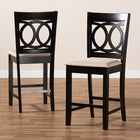 Baxton Studio Lenoir Modern and Contemporary Sand Fabric Upholstered Espresso Brown Finished Wood 2-Piece Counter Height Pub Chair Set