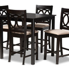 Baxton Studio Lenoir Modern and Contemporary Sand Fabric Upholstered Espresso Brown Finished 5-Piece Wood Pub Set