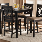 Baxton Studio Lenoir Modern and Contemporary Sand Fabric Upholstered Espresso Brown Finished 5-Piece Wood Pub Set