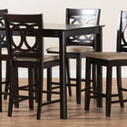 Baxton Studio Lenoir Modern and Contemporary Sand Fabric Upholstered Espresso Brown Finished 5-Piece Wood Pub Set