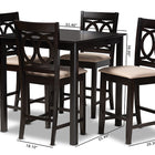 Baxton Studio Lenoir Modern and Contemporary Sand Fabric Upholstered Espresso Brown Finished 5-Piece Wood Pub Set