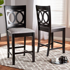 Baxton Studio Lenoir Modern and Contemporary Gray Fabric Upholstered Espresso Brown Finished Wood Counter Height Pub Chair Set of 2