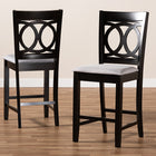 Baxton Studio Lenoir Modern and Contemporary Gray Fabric Upholstered Espresso Brown Finished Wood Counter Height Pub Chair Set of 2