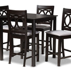 Baxton Studio Lenoir Modern and Contemporary Gray Fabric Upholstered Espresso Brown Finished 5-Piece Wood Pub Set