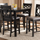 Baxton Studio Lenoir Modern and Contemporary Gray Fabric Upholstered Espresso Brown Finished 5-Piece Wood Pub Set