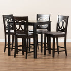 Baxton Studio Lenoir Modern and Contemporary Gray Fabric Upholstered Espresso Brown Finished 5-Piece Wood Pub Set
