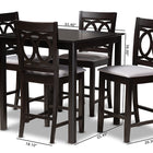 Baxton Studio Lenoir Modern and Contemporary Gray Fabric Upholstered Espresso Brown Finished 5-Piece Wood Pub Set