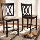 Baxton Studio Reneau Modern and Contemporary Sand Fabric Upholstered Espresso Brown Finished Wood Counter Height Pub Chair Set of 2