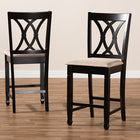 Baxton Studio Reneau Modern and Contemporary Sand Fabric Upholstered Espresso Brown Finished Wood Counter Height Pub Chair Set of 2