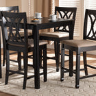Baxton Studio Reneau Modern and Contemporary Sand Fabric Upholstered Espresso Brown Finished 5-Piece Wood Pub Set