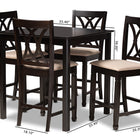 Baxton Studio Reneau Modern and Contemporary Sand Fabric Upholstered Espresso Brown Finished 5-Piece Wood Pub Set