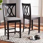 Baxton Studio Reneau Modern and Contemporary Gray Fabric Upholstered Espresso Brown Finished Wood Counter Height Pub Chair Set of 2