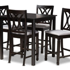 Baxton Studio Reneau Modern and Contemporary Gray Fabric Upholstered Espresso Brown Finished 5-Piece Wood Pub Set