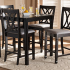 Baxton Studio Reneau Modern and Contemporary Gray Fabric Upholstered Espresso Brown Finished 5-Piece Wood Pub Set