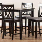 Baxton Studio Reneau Modern and Contemporary Gray Fabric Upholstered Espresso Brown Finished 5-Piece Wood Pub Set