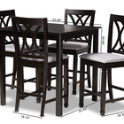 Baxton Studio Reneau Modern and Contemporary Gray Fabric Upholstered Espresso Brown Finished 5-Piece Wood Pub Set