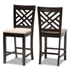 Baxton Studio Caron Modern and Contemporary Sand Fabric Upholstered Espresso Brown Finished Wood Counter Height 2-Piece Pub Chair Set