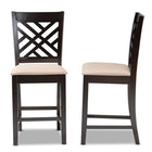 Baxton Studio Caron Modern and Contemporary Sand Fabric Upholstered Espresso Brown Finished Wood Counter Height 2-Piece Pub Chair Set