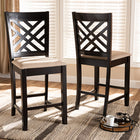 Baxton Studio Caron Modern and Contemporary Sand Fabric Upholstered Espresso Brown Finished Wood Counter Height 2-Piece Pub Chair Set