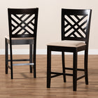 Baxton Studio Caron Modern and Contemporary Sand Fabric Upholstered Espresso Brown Finished Wood Counter Height 2-Piece Pub Chair Set