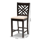 Baxton Studio Caron Modern and Contemporary Sand Fabric Upholstered Espresso Brown Finished Wood Counter Height 2-Piece Pub Chair Set