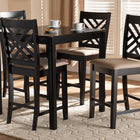 Baxton Studio Caron Modern and Contemporary Sand Fabric Upholstered Espresso Brown Finished 5-Piece Wood Pub Set