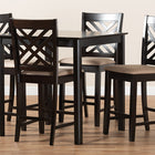 Baxton Studio Caron Modern and Contemporary Sand Fabric Upholstered Espresso Brown Finished 5-Piece Wood Pub Set
