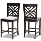Baxton Studio Caron Modern and Contemporary Gray Fabric Upholstered Espresso Brown Finished Wood Counter Height Pub Chair Set of 2