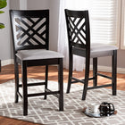 Baxton Studio Caron Modern and Contemporary Gray Fabric Upholstered Espresso Brown Finished Wood Counter Height Pub Chair Set of 2