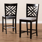 Baxton Studio Caron Modern and Contemporary Gray Fabric Upholstered Espresso Brown Finished Wood Counter Height Pub Chair Set of 2