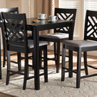 Baxton Studio Caron Modern and Contemporary Gray Fabric Upholstered Espresso Brown Finished 5-Piece Wood Pub Set