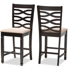 Baxton Studio Lanier Modern and Contemporary Sand Fabric Upholstered Espresso Brown Finished Wood Counter Height Pub Chair Set of 2