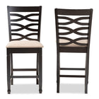 Baxton Studio Lanier Modern and Contemporary Sand Fabric Upholstered Espresso Brown Finished Wood Counter Height Pub Chair Set of 2