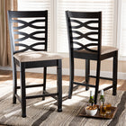 Baxton Studio Lanier Modern and Contemporary Sand Fabric Upholstered Espresso Brown Finished Wood Counter Height Pub Chair Set of 2