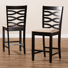 Baxton Studio Lanier Modern and Contemporary Sand Fabric Upholstered Espresso Brown Finished Wood Counter Height Pub Chair Set of 2