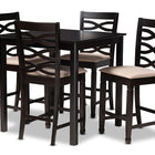 Baxton Studio Lanier Modern and Contemporary Sand Fabric Upholstered Espresso Brown Finished 5-Piece Wood Pub Set