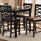 Baxton Studio Lanier Modern and Contemporary Sand Fabric Upholstered Espresso Brown Finished 5-Piece Wood Pub Set