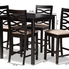 Baxton Studio Lanier Modern and Contemporary Sand Fabric Upholstered Espresso Brown Finished 5-Piece Wood Pub Set