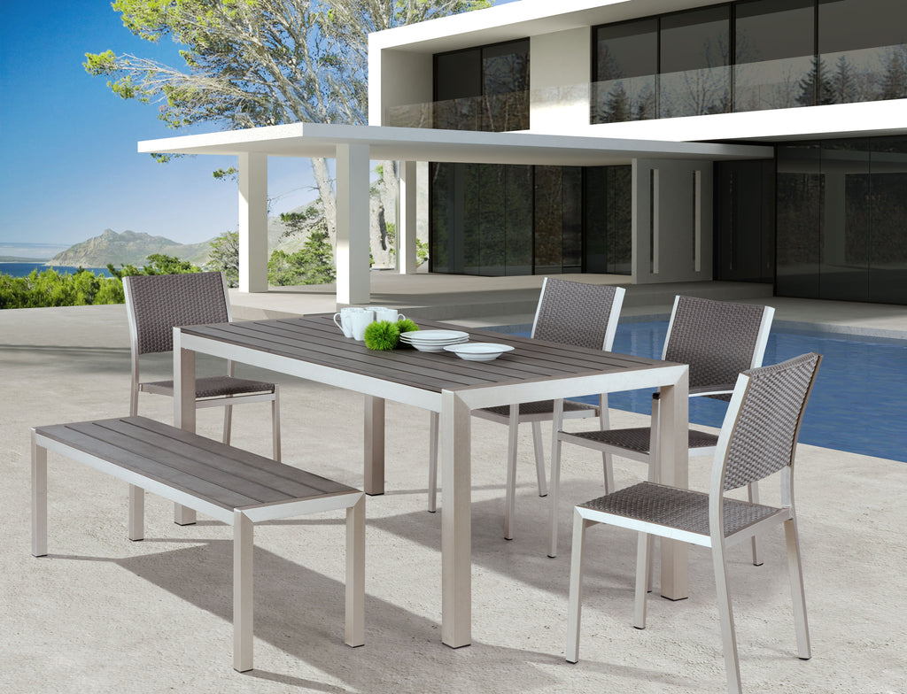 Zuo Metropolitan Double Bench Gray & Silver